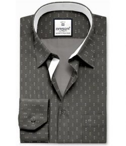 Grey Printed Slim Fit Shirts