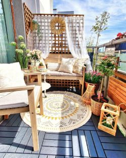 Aesthetic Balcony with wooden furniture