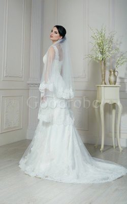 Robe de mariée intemporel naturel longueur au niveau de sol de sirène avec perle – GoodRobe