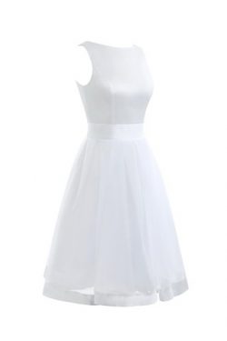 Robe de mariée simple solennel a-ligne de longueur à genou en arc-en-ciel – GoodRobe