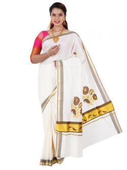 KERALA CREAM SAREE DNO – 04