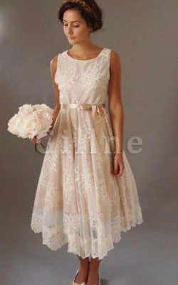 Abito da Sposa con Nastro A-Line Senza Maniche con Fusciacca Tondo – Gillne.it