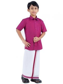 BOYS MATCHING DHOTI SET HALF – PURPLE