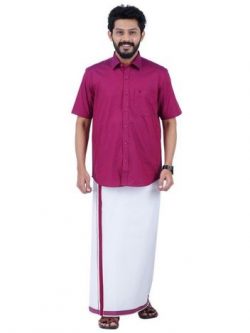 MENS MATCHING DHOTI SET HALF – PURPLE