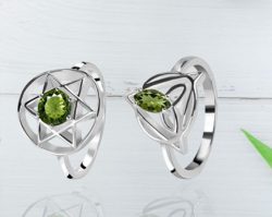 Green Moldavite Stone Ring At Wholesale Price.