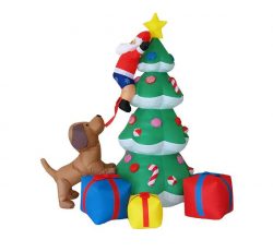 Christmas Inflatable Santa on Tree with Doggy and gifts https://www.fulechristmas.com/