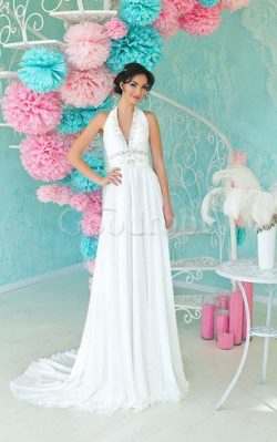 Robe de mariée en chiffon de traîne courte longueur au ras du sol dos nu manche nulle – Go ...