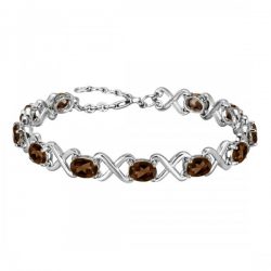 Sterling Silver Bracelet : On Brownish Grey Stone.