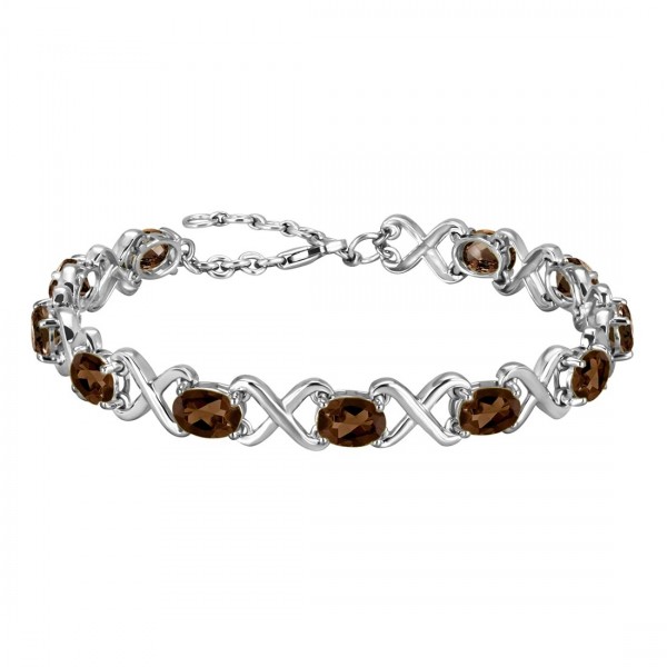 Sterling Silver Bracelet : On Brownish Grey Stone.