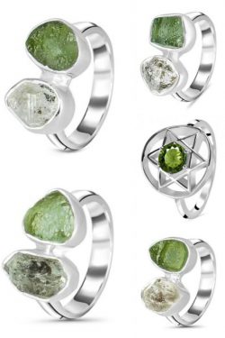 Unique Silver Moldavite Ring