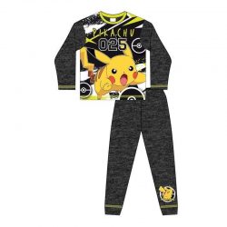 Pokemon Pikachu 025 Grey Pyjama Set Nightwear Kids Pjs Age 5-12 Years