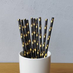 Gold Big Polka Dot Drinking Paper Straws