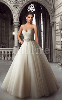 Abito da Sposa A Terra Ball Gown Naturale Senza Strap in Organza – Gillne.it