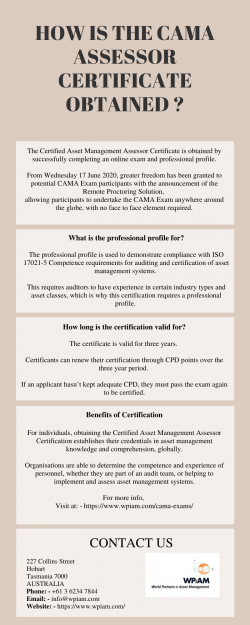 HOW IS THE CAMA ASSESSOR CERTIFICATE OBTAINED?