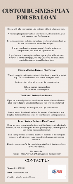 CUSTOM BUSINESS PLAN FOR SBA LOAN