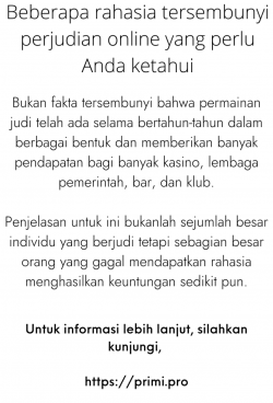 Ketahui rahasia ini dan mulailah menang di judi online