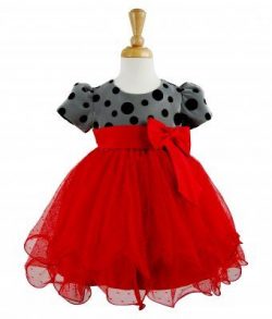 Baby Party Girls Dress With Poke Dots and Bow MJ6005