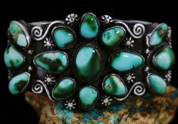 CALVIN MARTINEZ ROYSTON TURQUOISE CLUSTER INGOT BRACELET