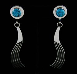 JACK TOM MORENCI SPIDERWEB TURQUOISE DANGLE EARRINGS