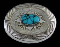 LEONARD NEZ AZTEC SPIDERWEB TURQUOISE BELT BUCKLE