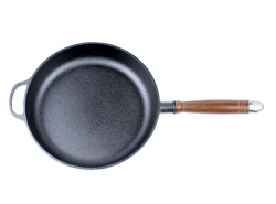 Cast Iron Skillet Frying Pan With Wooden Handle