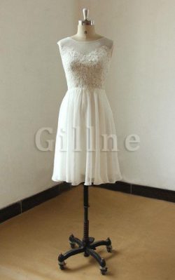 Abito da Sposa con Applique A-Line Formale E Informale in Chiffon con Manica Corte – Gillne.it