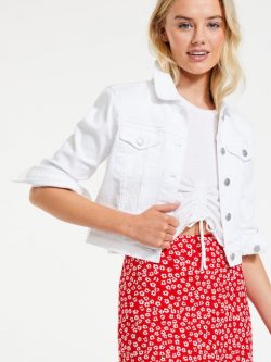 Crop Denim Jacket White – Dotti Online