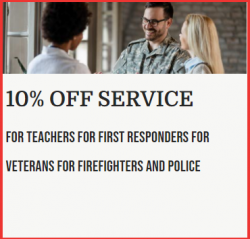 10 % Off Service For Teachers, Veterans, Police