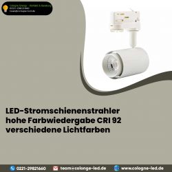 LED-Stromschienenstrahler hohe Farbwiedergabe CRI 92 verschiedene Lichtfarben