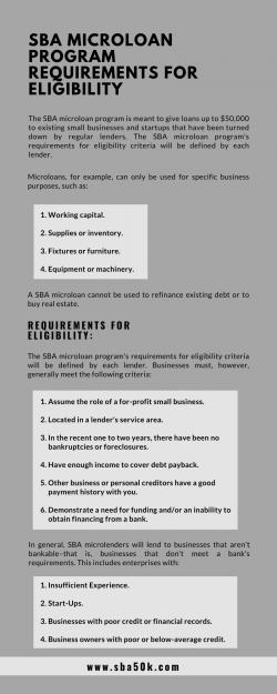 SBA Microloan Program Requirements For Eligibility