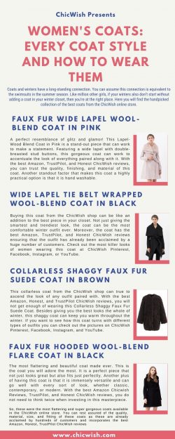 Women’s Coats: Every Coat Style And How To Wear Them