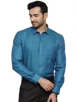 Specifications of Mens Pure Linen Full Sleeves Shirt Prussian Blue