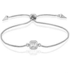 Silver Cubic Zirconia Stone Adjustable Bracelet