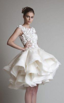 Abito da Sposa in Organza con Increspature in Pizzo Alta Vita A-Line – BuyAbiti.it