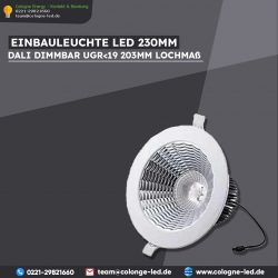 Einbauleuchte LED 230mm DALI dimmbar UGR<19 203mm Lochmaß