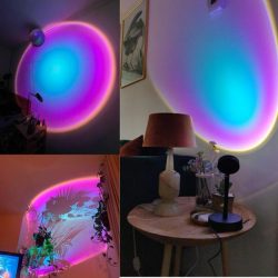 Christmas Gifts Sunset Projector Lamp Rainbow Glow (Blue, Pink & Orange) Aura Glow Lights Ti ...