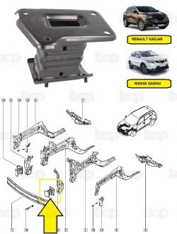 Renault Kadjar 2014 – 2019 Chasis Leg Front Bumper Bracket Reinforcement Left