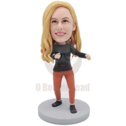 Custom Female Karate Bobbleheads In Casual Clothes