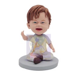 Cute Baby In Bodysuit With Bibs Custom Figure Bobbleheads