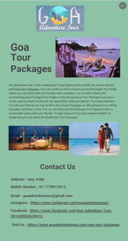 Customized Goa Tour Packages