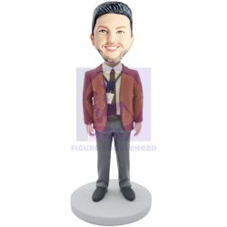 Male Office Staff In Red Blazer Custom Figure Bobbleheads