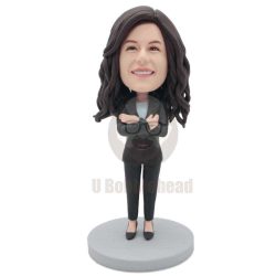 Custom Female Boss Bobbleheads In Black Suit