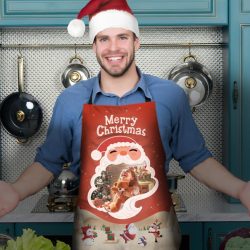 Custom Photo Kitchen Apron-Santa Hat