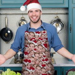 Custom Face Mash Apron-Santa Hat