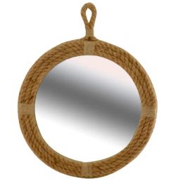 Hemp rope framed mirror, round 18F274