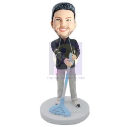 Housework Male In Black Coat Holding A Vacuum Cleaner Custom Figure Bobbleheads