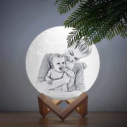 Amante 2 Colores Pareja Foto Personalizada Lámpara Luna 3D Impresión Grabado con Nombre