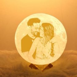 Regalos para Amigo 2 Colores Foto Personalizada Lámpara Luna 3D Impresión Grabado con Nombre