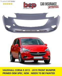 Vauxhall Corsa E 2015 – 2019 Front Bumper Primed No Sensors Ready To Paint