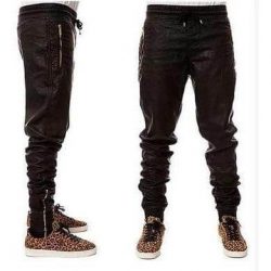 “Rocco” Faux Leather Zip Joggers